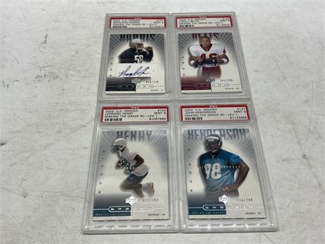 4 GRADED PSA NFL CARDS (2002)