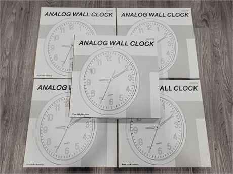 5 NEW ANALOG WALL CLOCK