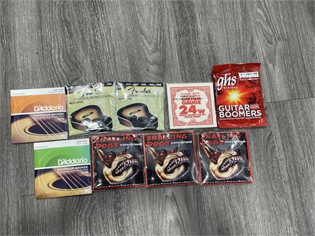 9 SETS OF NEW GUITAR STRINGS