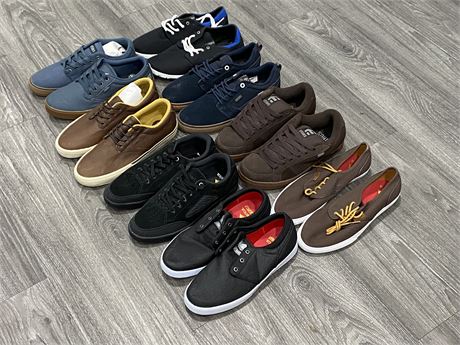 8 BRAND NEW PAIRS OF ETNIES & EMERICA SKATE SHOES (APPROX SIZE MENS 8.5-10)