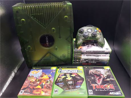 RARE - GREEN ORIGINAL XBOX CONSOLE WITH GAMES - EXCELLENT CONDITION