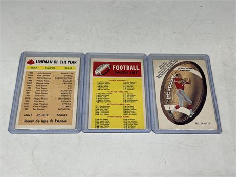 (3) 1970 TOPPS CFL CARDS