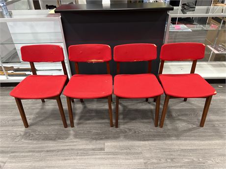 4 MCM TEAK CHAIRS BY RS ASSOCIATES - NEEDS REUPHOLSTER WORK