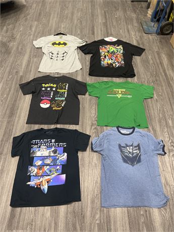 6 MISC GRAPHIC T SHIRTS - SIZES M-2XL