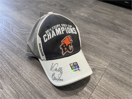 2011 BC LIONS GREY CUP HAT W/ TAGS - SIGNED BY WALLY BUONO