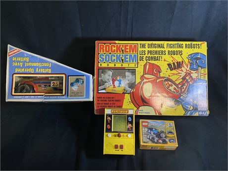 ROCK’EM SOCK’EM ROBOTS, VINTAGE SANTA CAR, LEGO, & MINI PAC-MAN