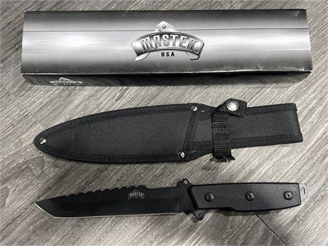 NEW MASTER STEEL KNIFE W/SHEATH (11” long)
