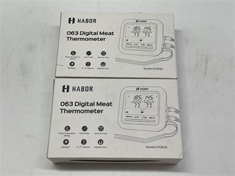 2 NEW HABOR 063 DIGITAL MEAT THERMOMETERS