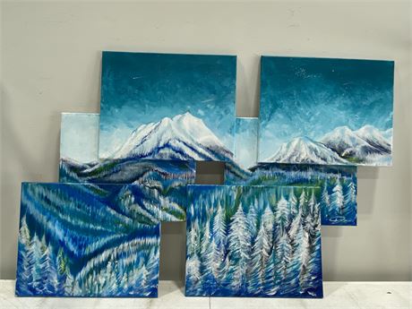 LOCAL ARTIST PAINTING - MOUNTAINS AT NIGHT SETTING (55”X35” TOTAL)