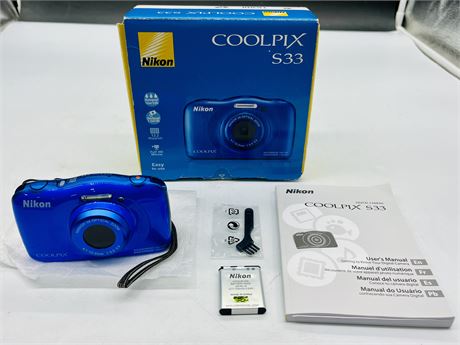 NIKON COOLPIX S33 CAMERA (WORKING) (WATERPROOF) (HAS BATTERY, NO CHARGER)