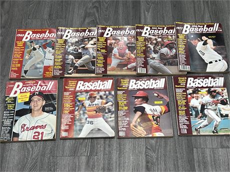 9 VINTAGE BASEBALL MAGS / YEARBOOKS - OLDEST IS 1964