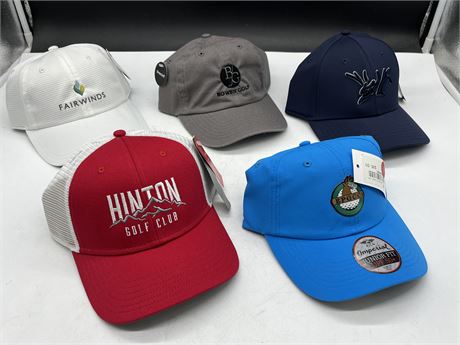 5 NEW WITH TAGS ASSORTED GOLF HATS