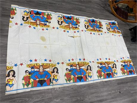 RARE 1976 DC SUPERHERO PAPER TABLE CLOTH (8ftx4.5ft)