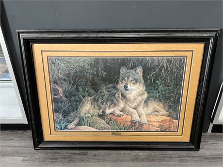 FRAMED WOLF PRINT BY LARRY FANNING (41”x29.5”)