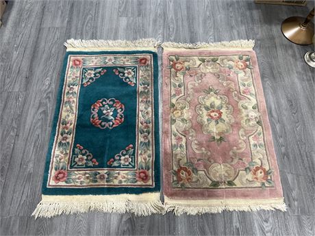 2 SMALL VINTAGE RUGS 40”x23”
