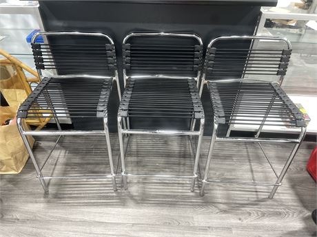 3 BUNGEE COUNTER STOOLS 17”x18”x33”