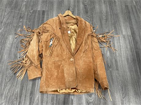 SUEDE LEATHER JACKET WITH LONG FRINGES & BEADS - THE LEATHER RANCH
