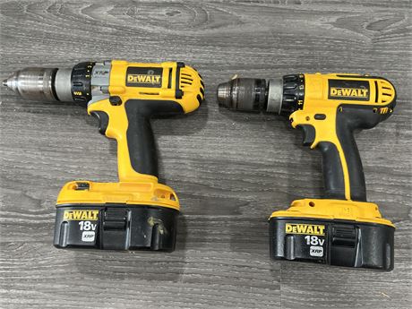 2 DEWALT DRILLS W/BATTERIES