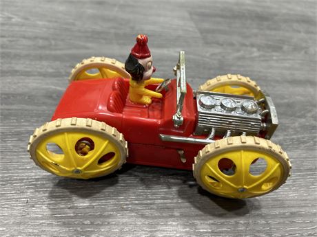 VINTAGE BATTERY OPERATED CLOWN HOT ROD (7”)