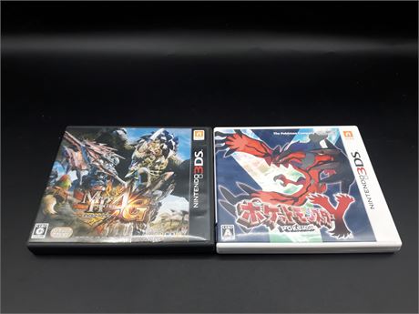 POKEMON Y & MONSTER HUNTER (JAPAN) 3DS - VERY GOOD CONDITION