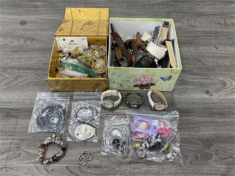 LOT OF WATCHES & MISC. COSTUME JEWELRY