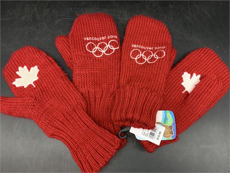2 VANCOUVER 2010 OLYMPIC MITTENS (size L/XL)