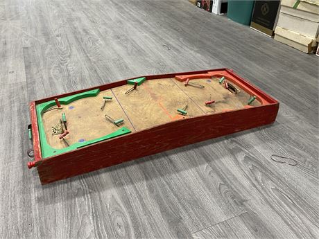 VINTAGE WOODEN TABLE TOP HOCKEY GAME - 14” X 36”