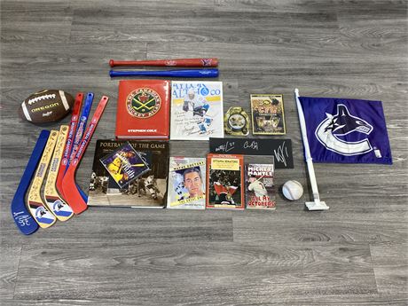 LOT OF MISC. SPORTS COLLECTIBLES - SOME SIGNED