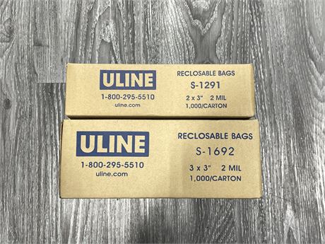 2000 ULINE RE-CLOSABLE BAGS - SPECS IN PHOTOS