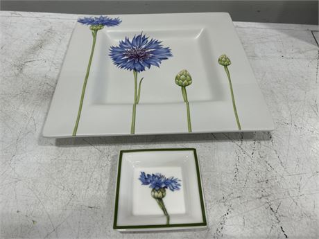 SIGNED 2002 VILLEROY & BOCH LUXEMBOURG SERVING TRAY SET