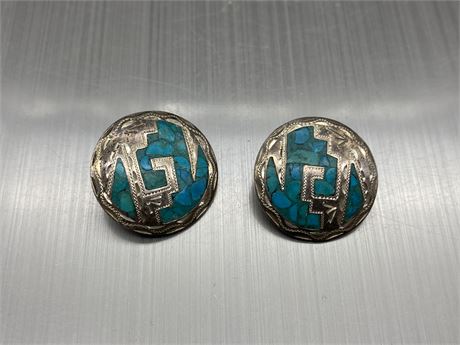 TURQUOISE INLAY STERLING EARRINGS