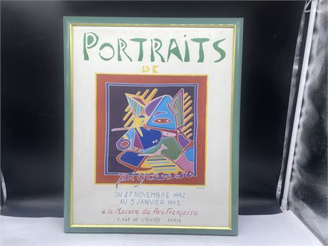 FRAMED PICASSO POSTER FROM 1992 17”x21”