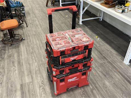 MILWAUKEE PACKOUT TOOL KIT FULL OF CONTENTS - INCLUDES STEREO, ETC