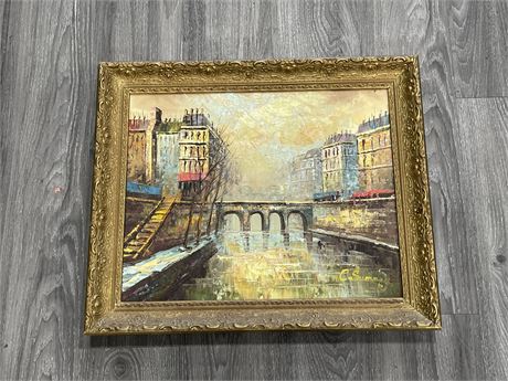 VINTAGE SIGNED OIL PAINTING ON CANVAS - 20” X 24”