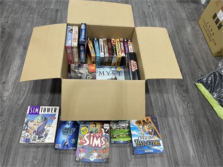 BOX OF VINTAGE PC GAMES 21 IN TOTAL (NO SHIPPING)