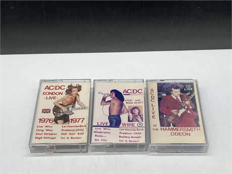 (3) RARE AC/DC PROMO CASSETTE TAPES