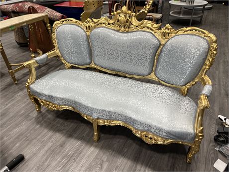 GILDED GOLD CUSHIONED COUCH (73” wide)