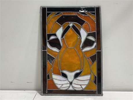 VINTAGE STAINED GLASS PIECE (14”x21”)