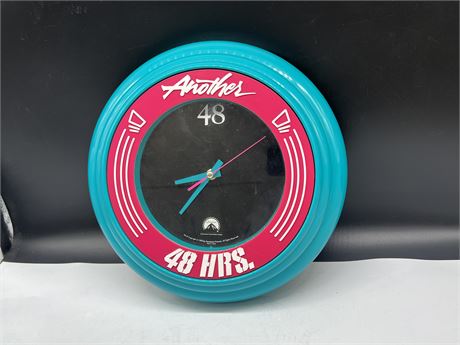 1990 “ANOTHER 48HRS” VIDEO STORE PROMOTIONAL CLOCK 14” DIAMETER