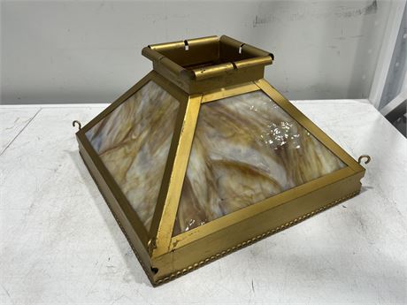VINTAGE ART GLASS PENDANT LIGHT SHADE (16”x16”x10”)