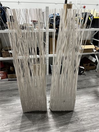 2 NEW DECORATIVE WHITE WILLOW TWIG PANELS / PRIVACY SCREENS (18” wide, 74” tall)