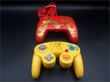 SWITCH CONTROLLERS (PIKACHU CONTROLLER MISSING BATTERY COVER)