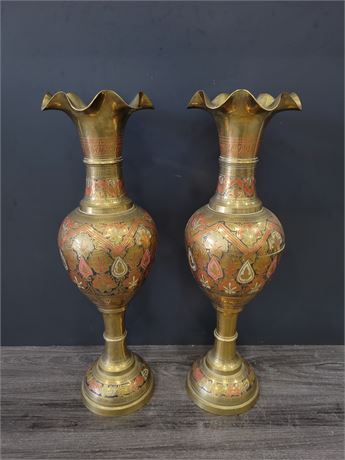 2 LARGE BRASS VASES (25"tall)