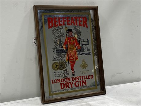 FRAMED BEEFEATER GIN MIRRORED SIGN (11.5”X15.5”)