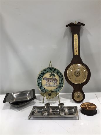 VINTAGE BARAMETER, TIGER PLATE, AND MISC ITEMS
