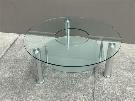 MULTI LEVEL GLASS COFFEE TABLE (39” diameter)