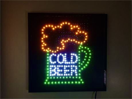 RETRO COLD BEER LIGHT UP NEON SIGN