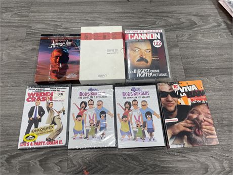 LOT OF 7 DVD SERIES INCL: 4 SEALED, 2 COMPLETE SERIES, & APOCALYPSE NOW 4K, ETC