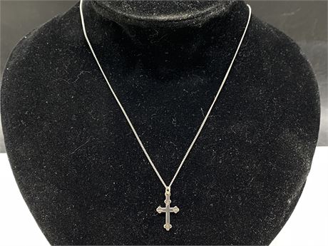 STERLING CROSS NECKLACE (16”)