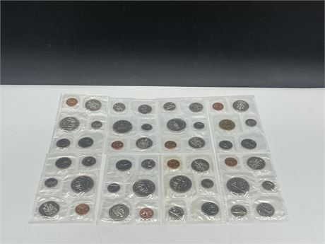 8 UNCIRCULATED RCM COIN SETS - 1972-1982